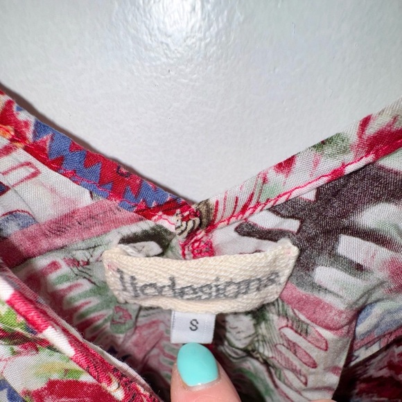 Abstract Colorful Patterned Boutique Women's Rayon High Low Top - Picture 4 of 8